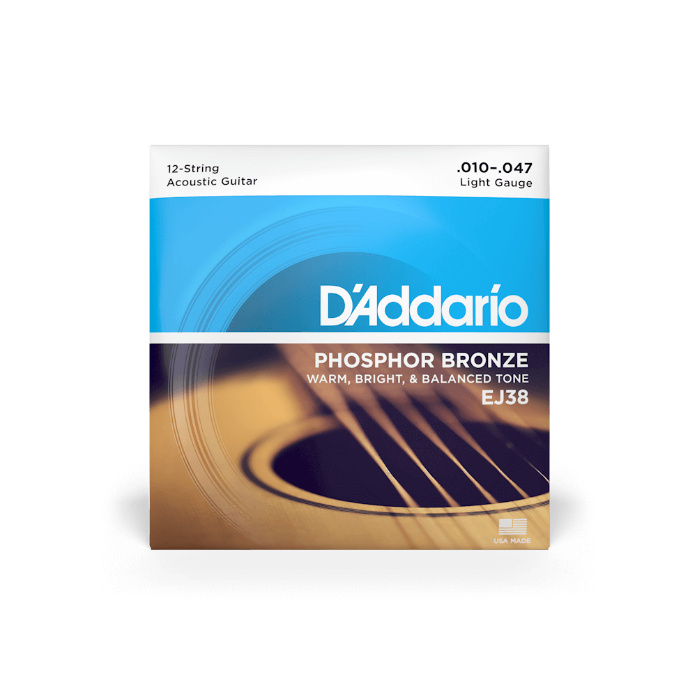 D'Addario Phosphor Bronze 10-47 Light 12-String Acoustic Guitar Strings